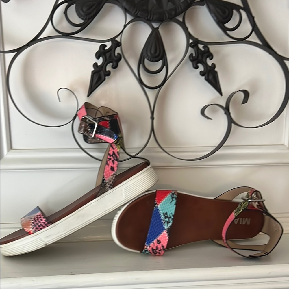 MIA Pink and Blue Sandals with Floral Print